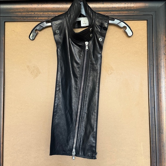 Veronica Beard Black Leather Moto Dickey - Picture 2 of 6